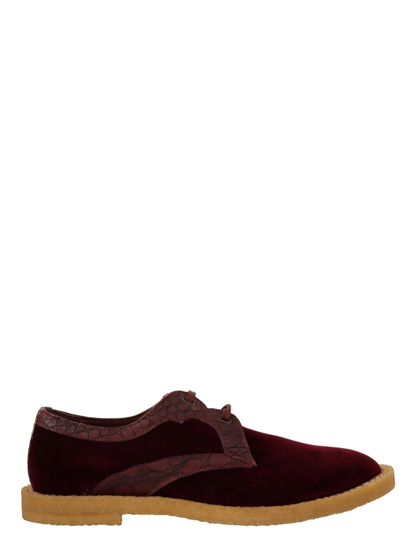 Bordeaux Velvet Exotic Leather Shoes