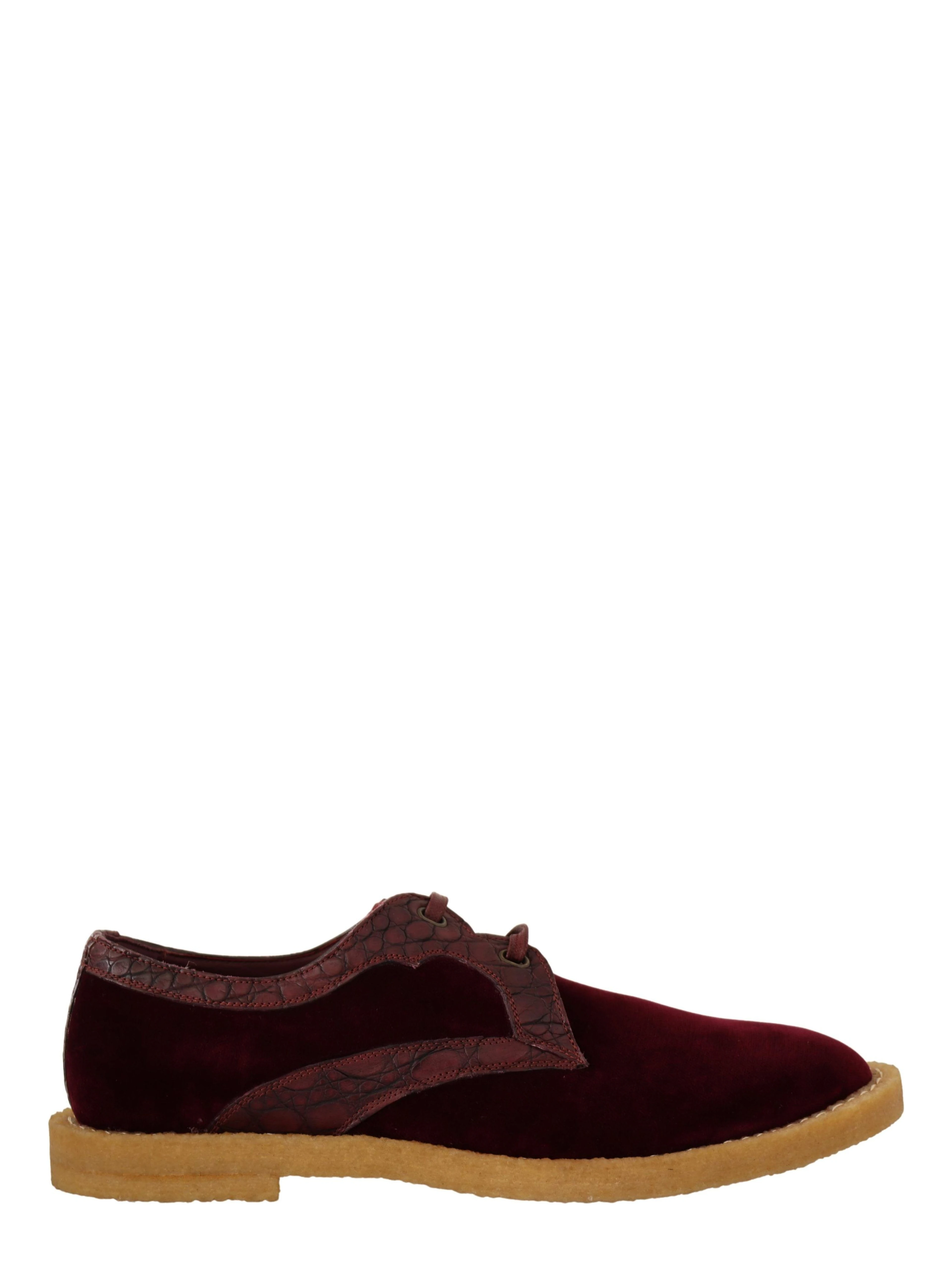 Bordeaux Velvet Exotic Leather Shoes