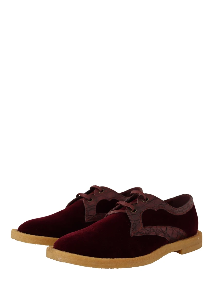 Bordeaux Velvet Exotic Leather Shoes