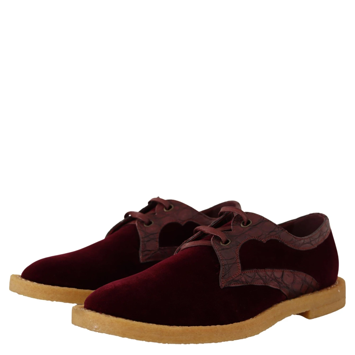 Bordeaux Velvet Exotic Leather Shoes
