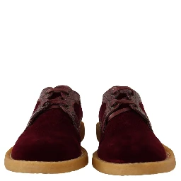 Bordeaux Velvet Exotic Leather Shoes