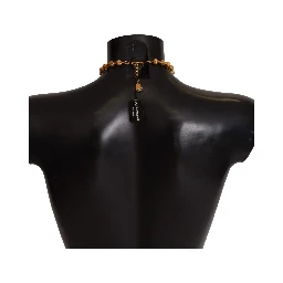 Gold Brass Carretto Sicily Statement Crystal Chain Necklace