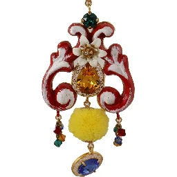 Gold Brass Carretto Sicily Statement Crystal Chain Necklace