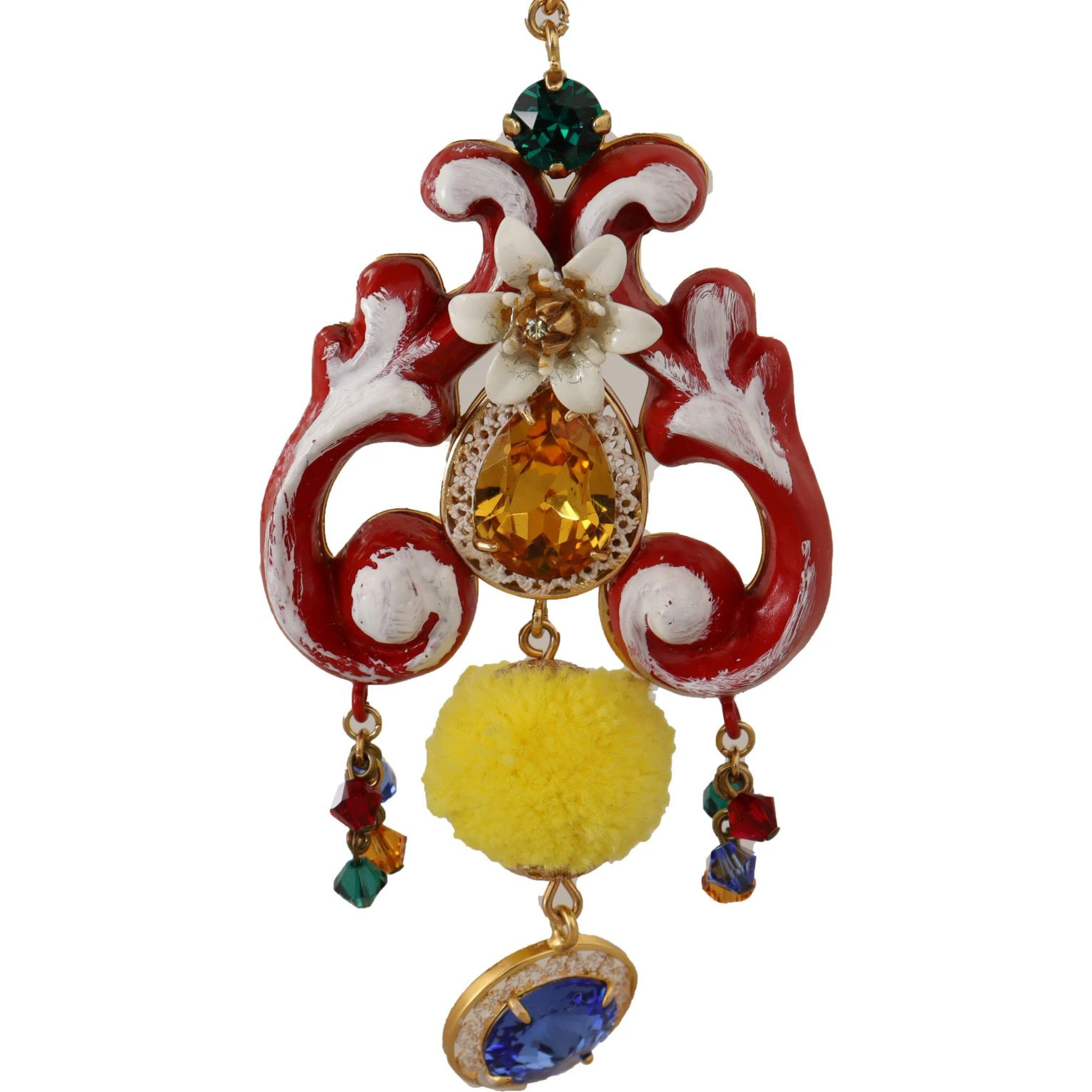 Gold Brass Carretto Sicily Statement Crystal Chain Necklace