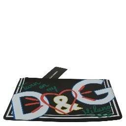 Black DG Print Mens Zipper Coin Purse Leather Wallet