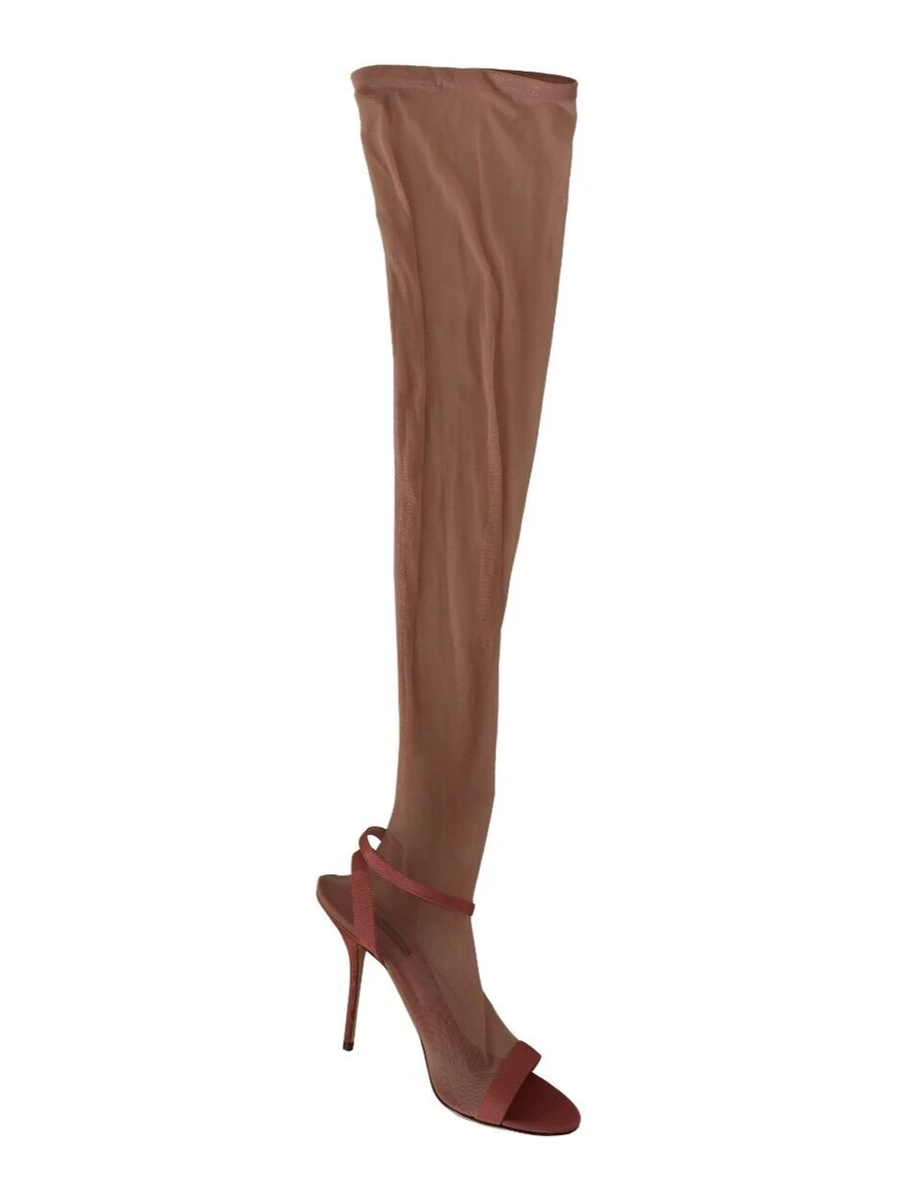 Pink Tulle Stretch Ankle Strap Sandals Shoes