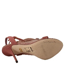 Pink Tulle Stretch Ankle Strap Sandals Shoes