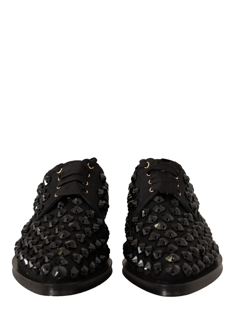 Black Lace Up Studded Formal Flats Shoes alternative