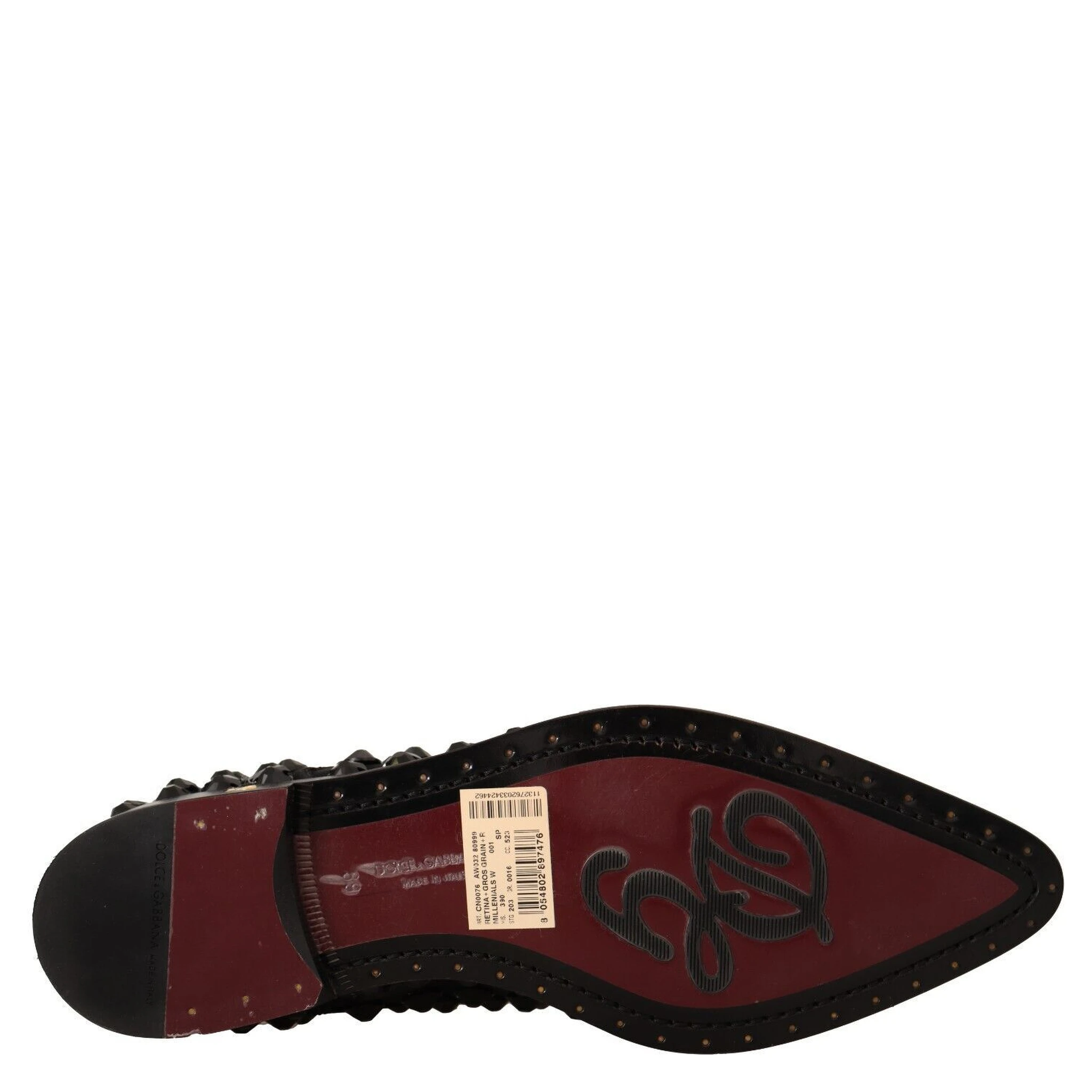 Black Lace Up Studded Formal Flats Shoes