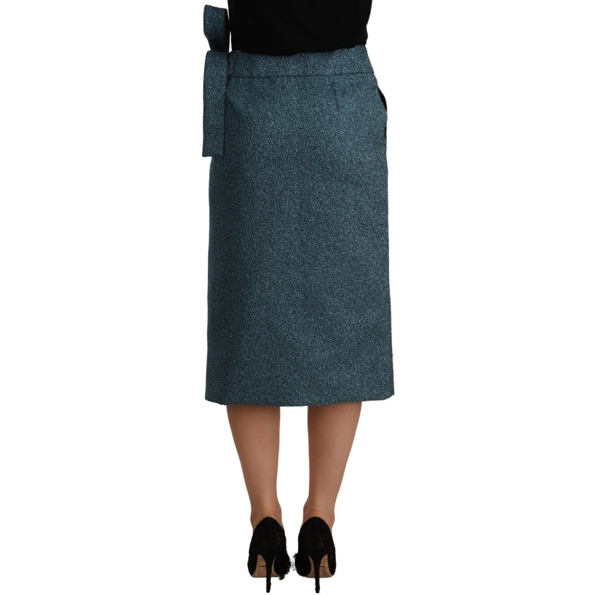 Blue High Waist Pencil Straight Wrap Style Skirt