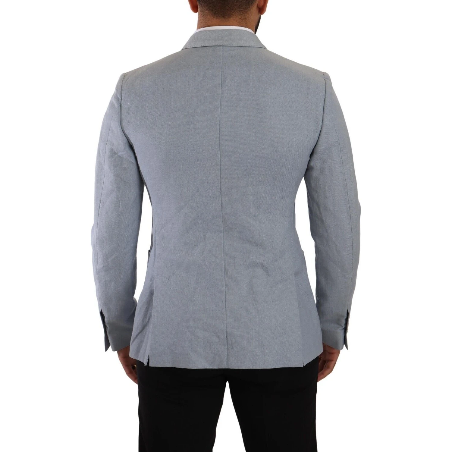 Blue Cotton Linen Slim Fit Jacket Coat Blazer