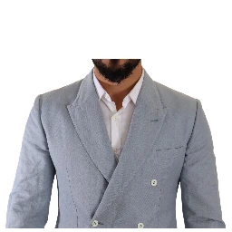 Blue Cotton Linen Slim Fit Jacket Coat Blazer