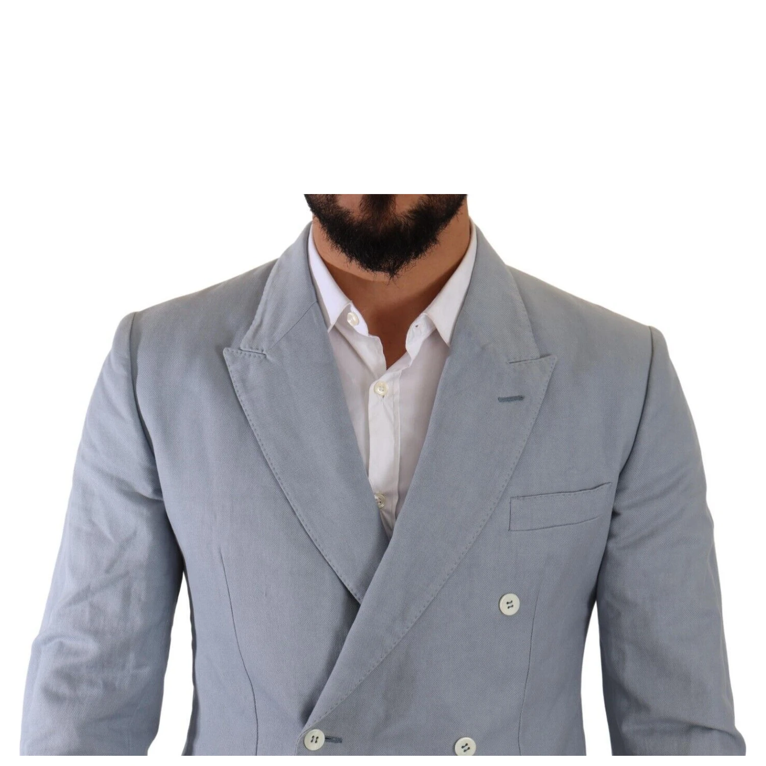 Blue Cotton Linen Slim Fit Jacket Coat Blazer