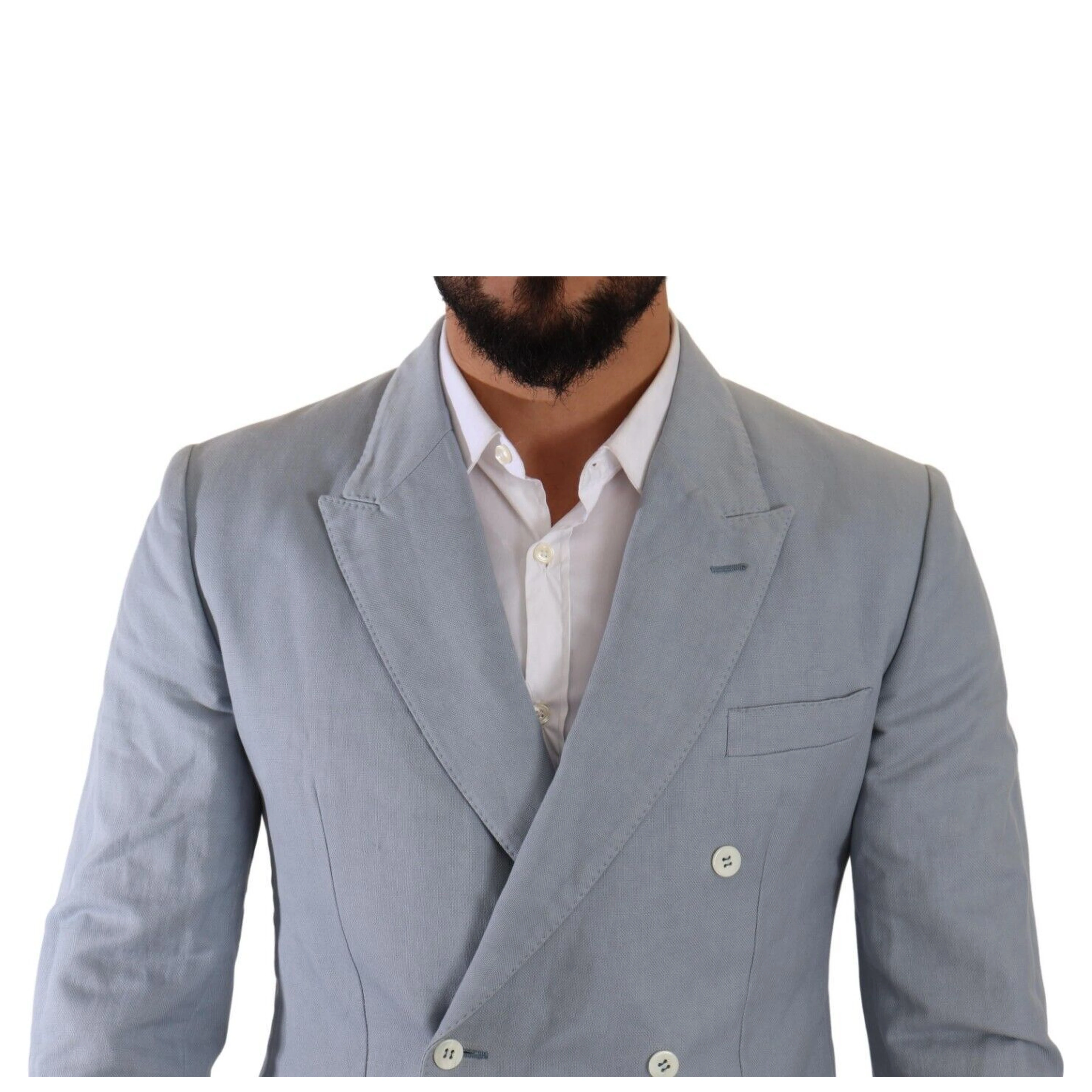 Blue Cotton Linen Slim Fit Jacket Coat Blazer