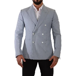 Blue Cotton Linen Slim Fit Jacket Coat Blazer