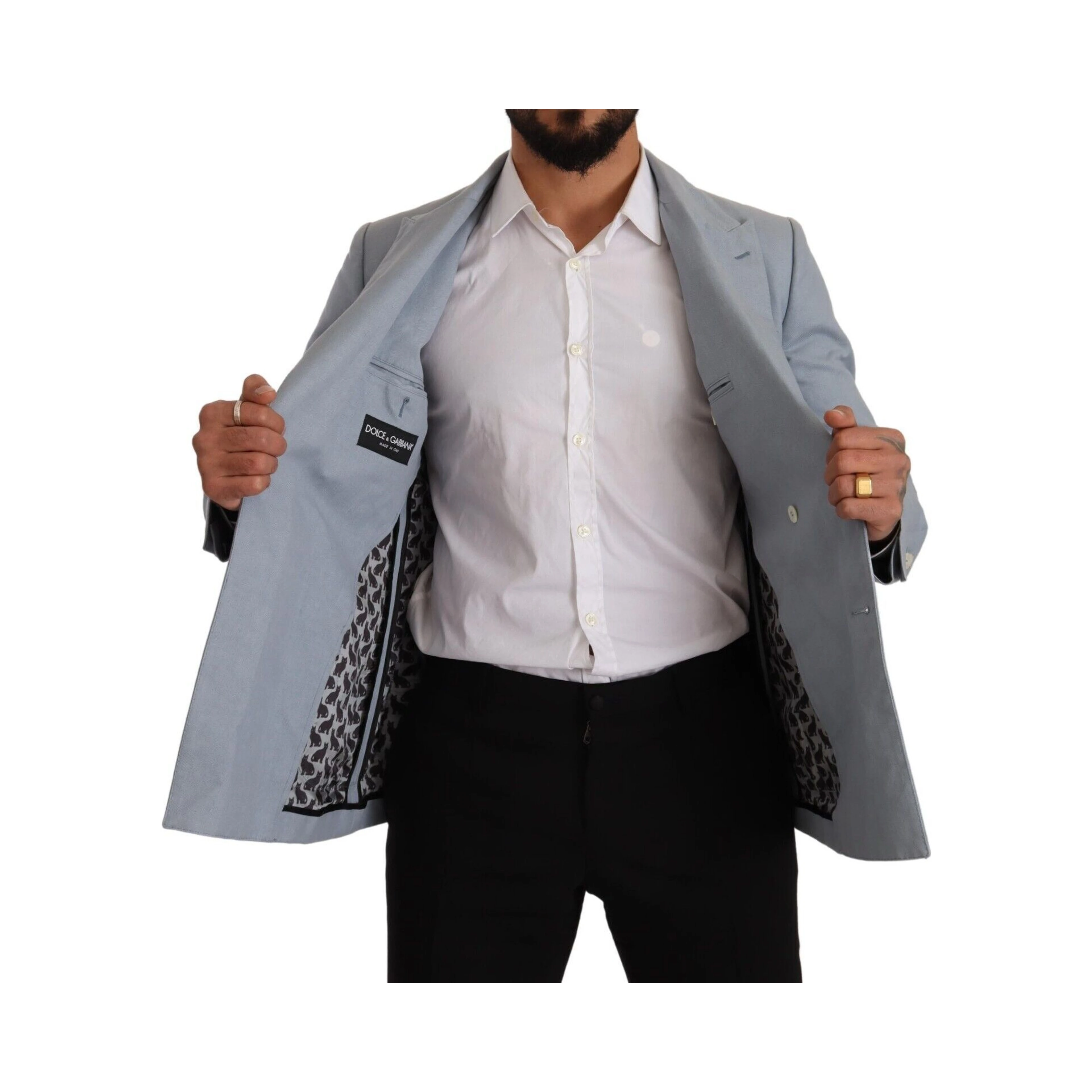 Blue Cotton Linen Slim Fit Jacket Coat Blazer