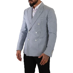 Blue Cotton Linen Slim Fit Jacket Coat Blazer