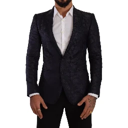 Blue Floral Jacquard Silk Coat MARTINI Blazer