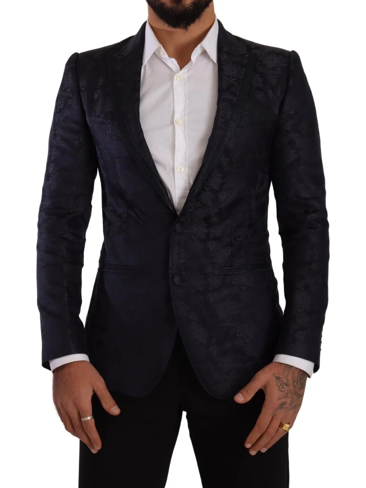 Blue Floral Jacquard Silk Coat MARTINI Blazer