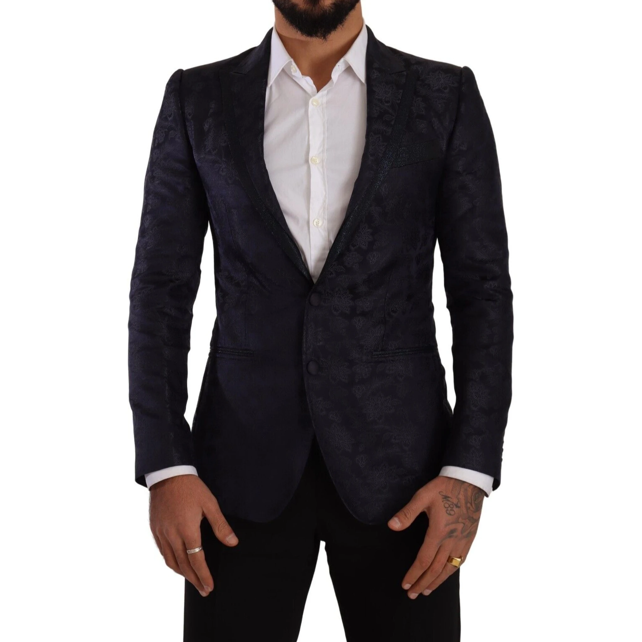 Blue Floral Jacquard Silk Coat MARTINI Blazer