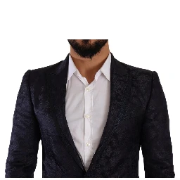 Blue Floral Jacquard Silk Coat MARTINI Blazer