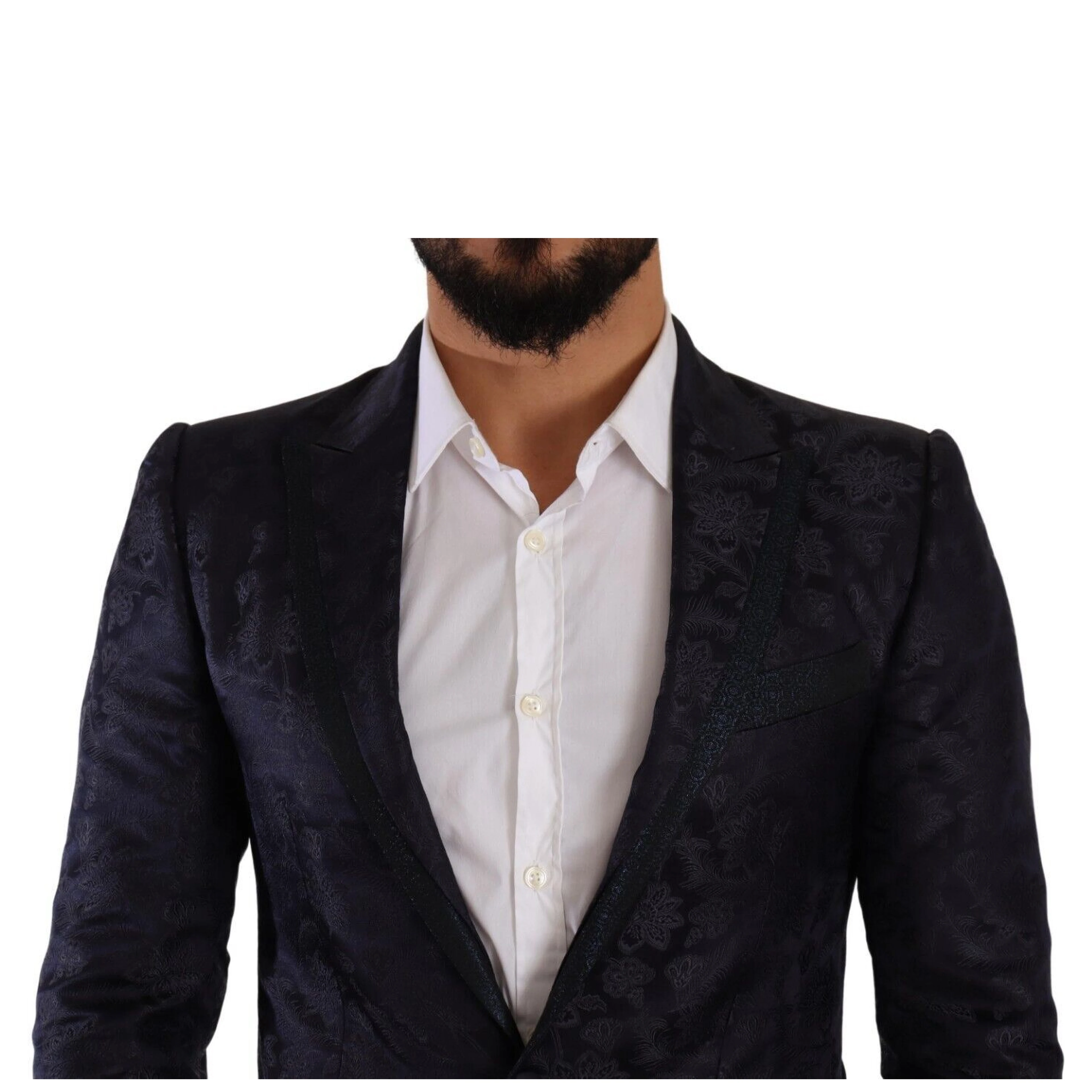 Blue Floral Jacquard Silk Coat MARTINI Blazer
