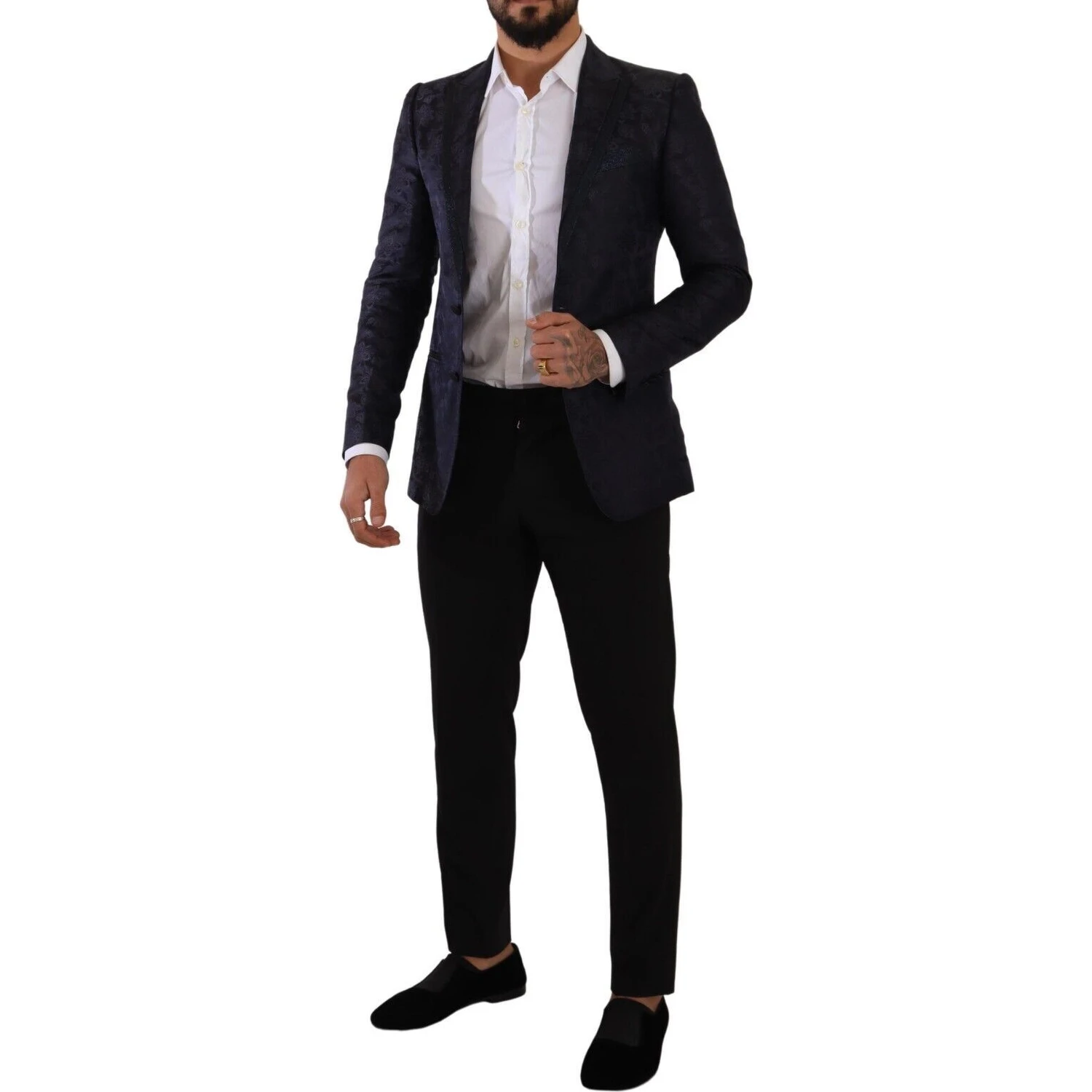 Blue Floral Jacquard Silk Coat MARTINI Blazer