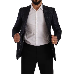 Blue Floral Jacquard Silk Coat MARTINI Blazer