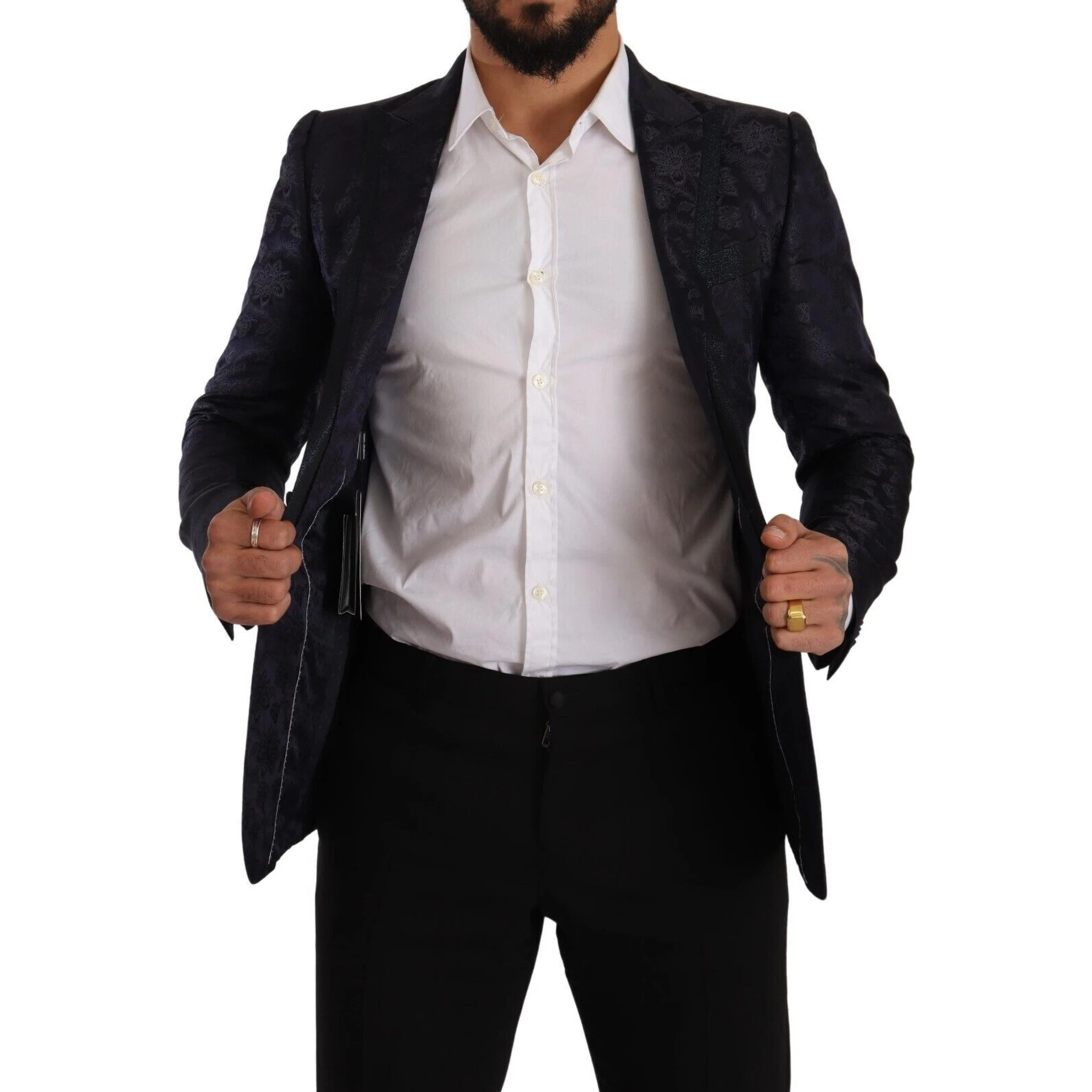 Blue Floral Jacquard Silk Coat MARTINI Blazer