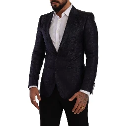 Blue Floral Jacquard Silk Coat MARTINI Blazer