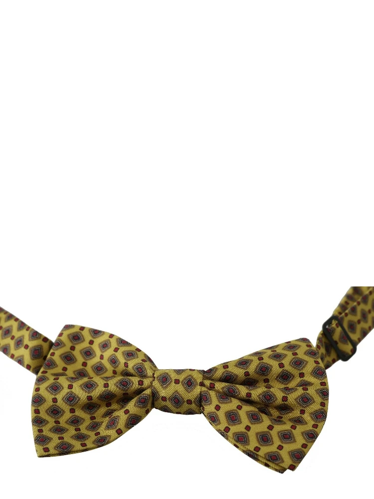 Yellow Pattern Silk Adjustable Neck Tie