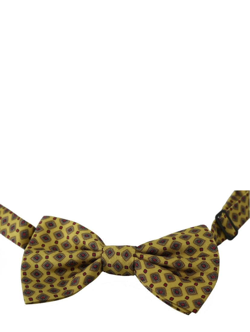 Yellow Pattern Silk Adjustable Neck Tie