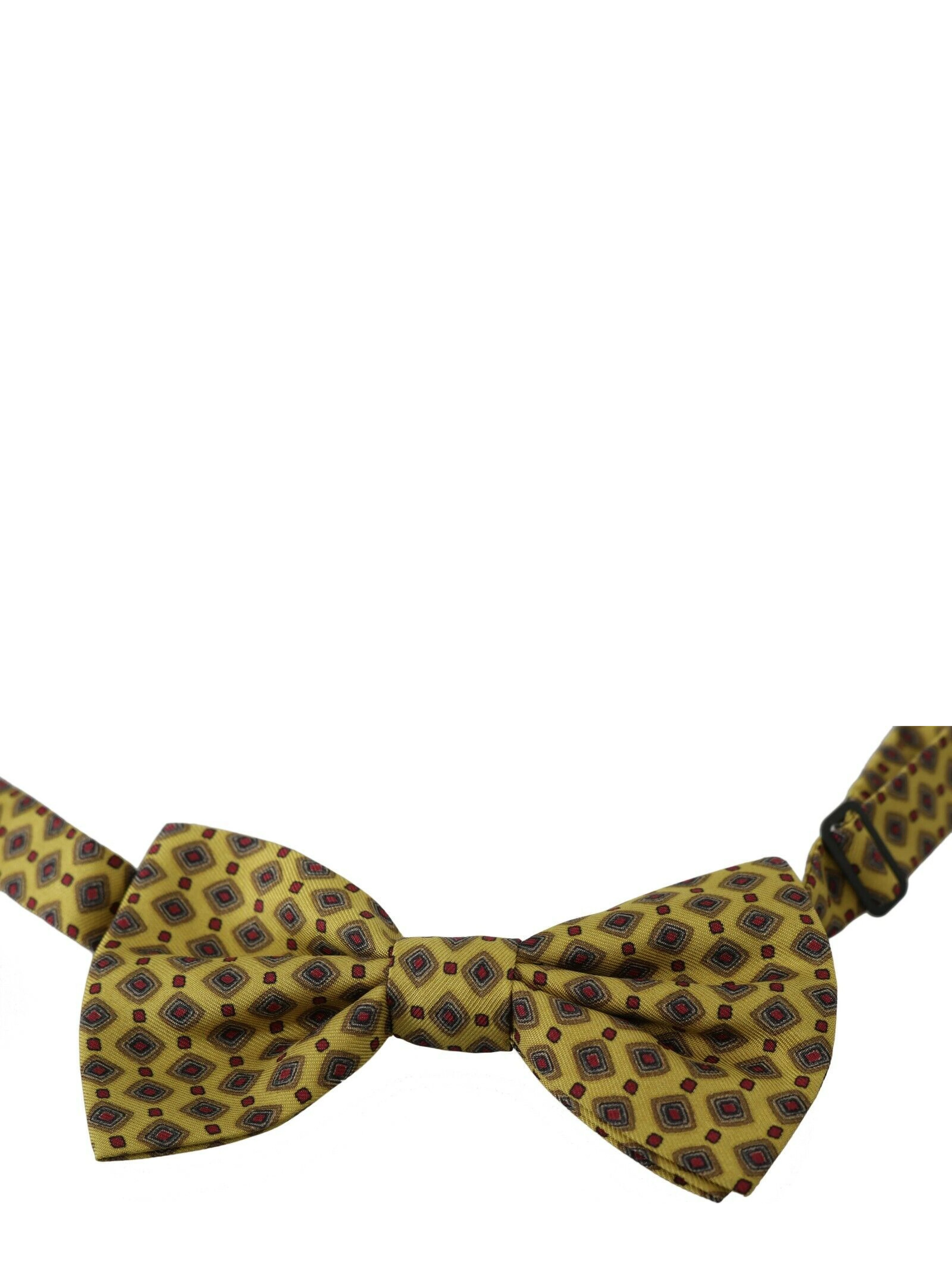 Yellow Pattern Silk Adjustable Neck Tie