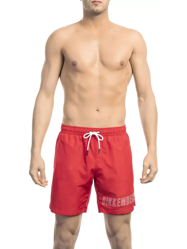 Red Polyester Swimwear