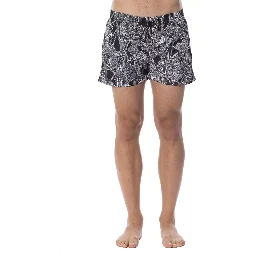Black And White Polyester Swimwear