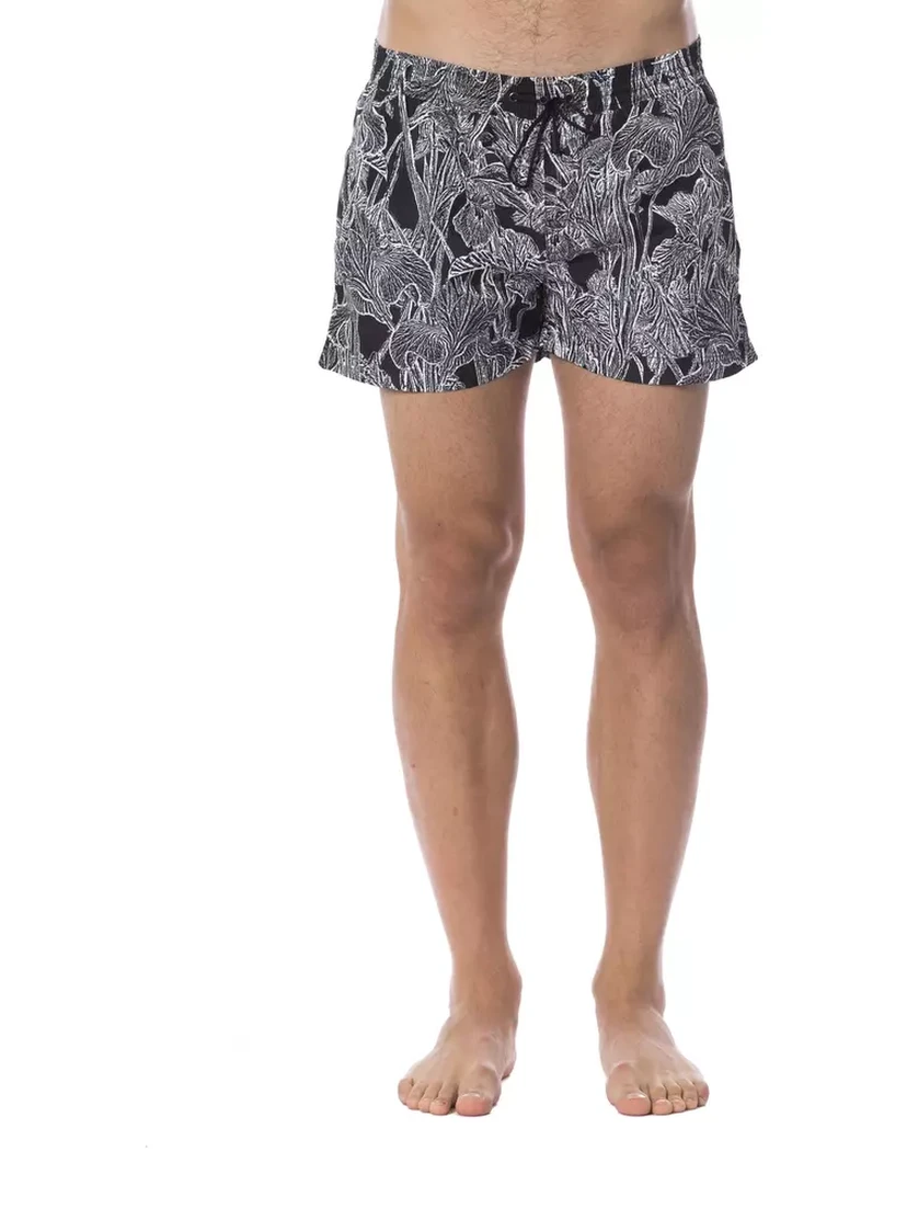 Black And White Polyester Swimwear