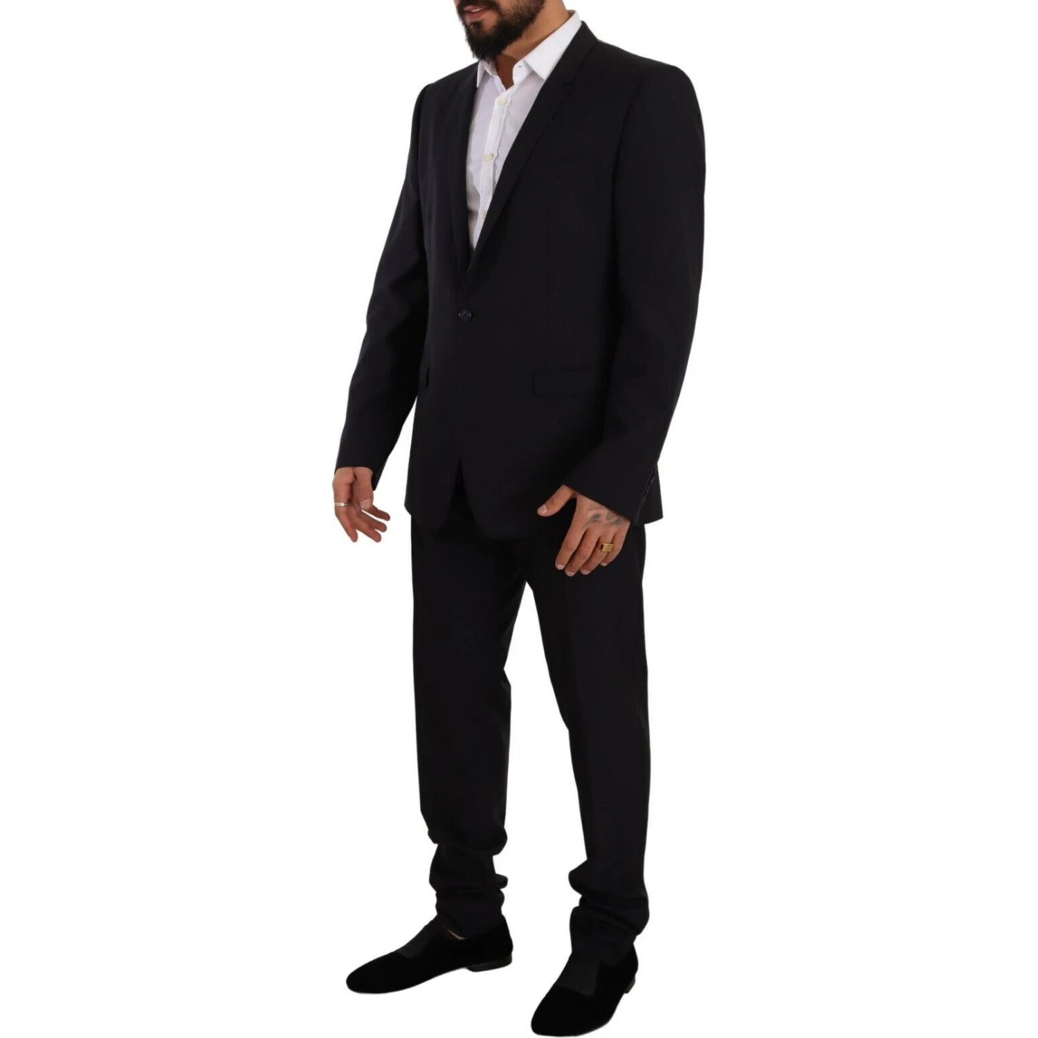 Blue GOLD Wool Single Breasted 2 Piece Suit