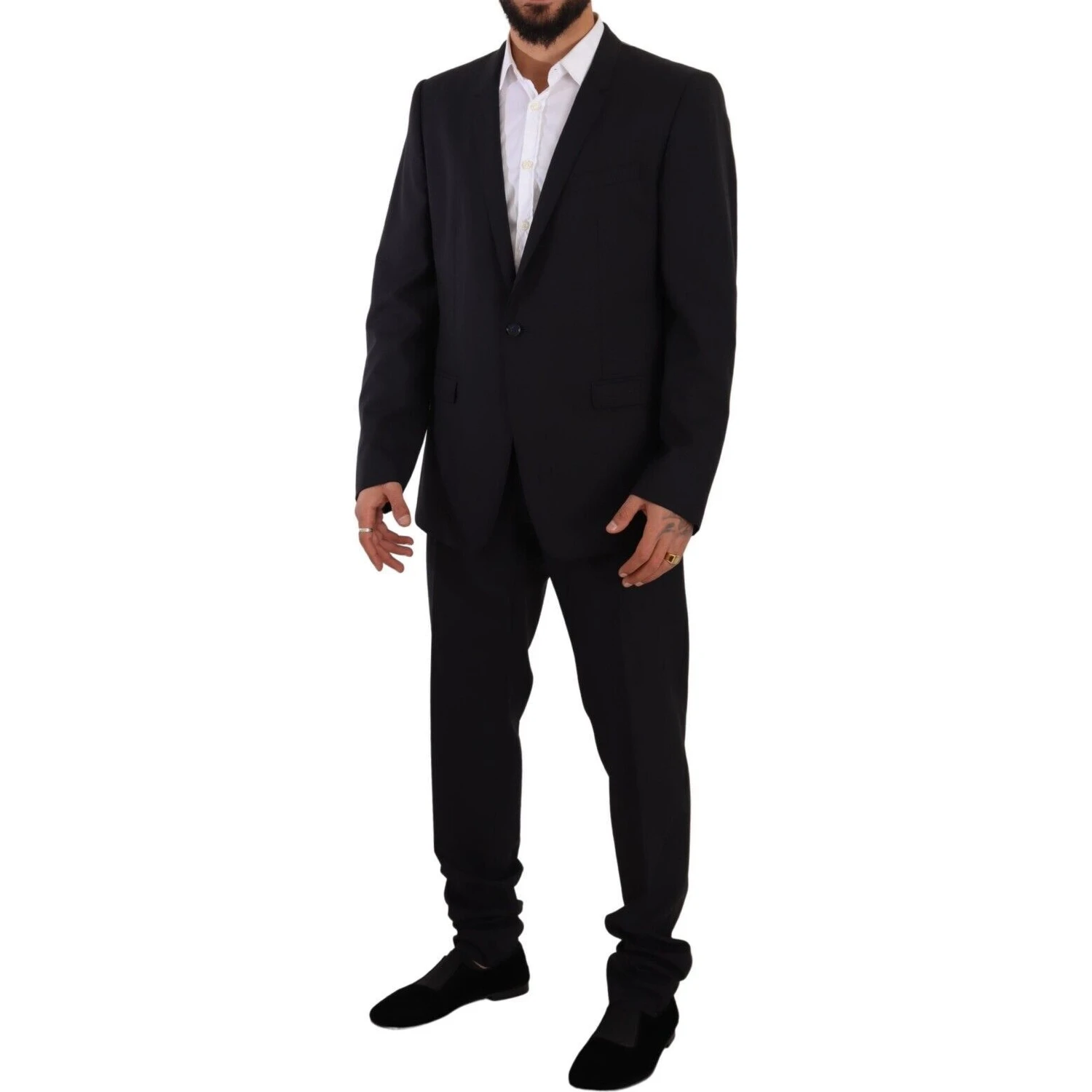Blue GOLD Wool Single Breasted 2 Piece Suit