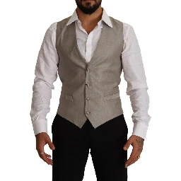 Beige Wool Single Breasted Waistcoat Vest