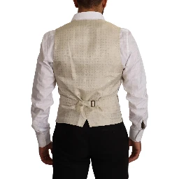 Beige Wool Single Breasted Waistcoat Vest