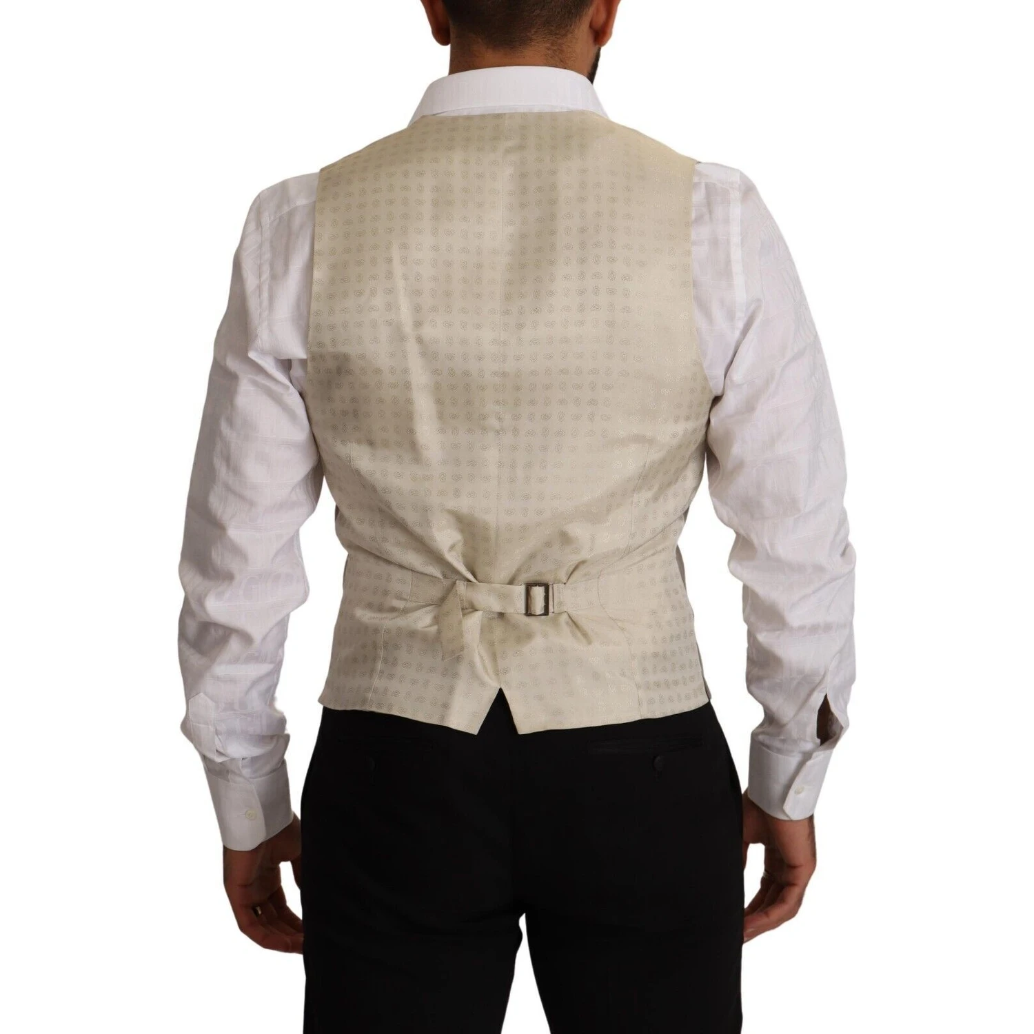 Beige Wool Single Breasted Waistcoat Vest