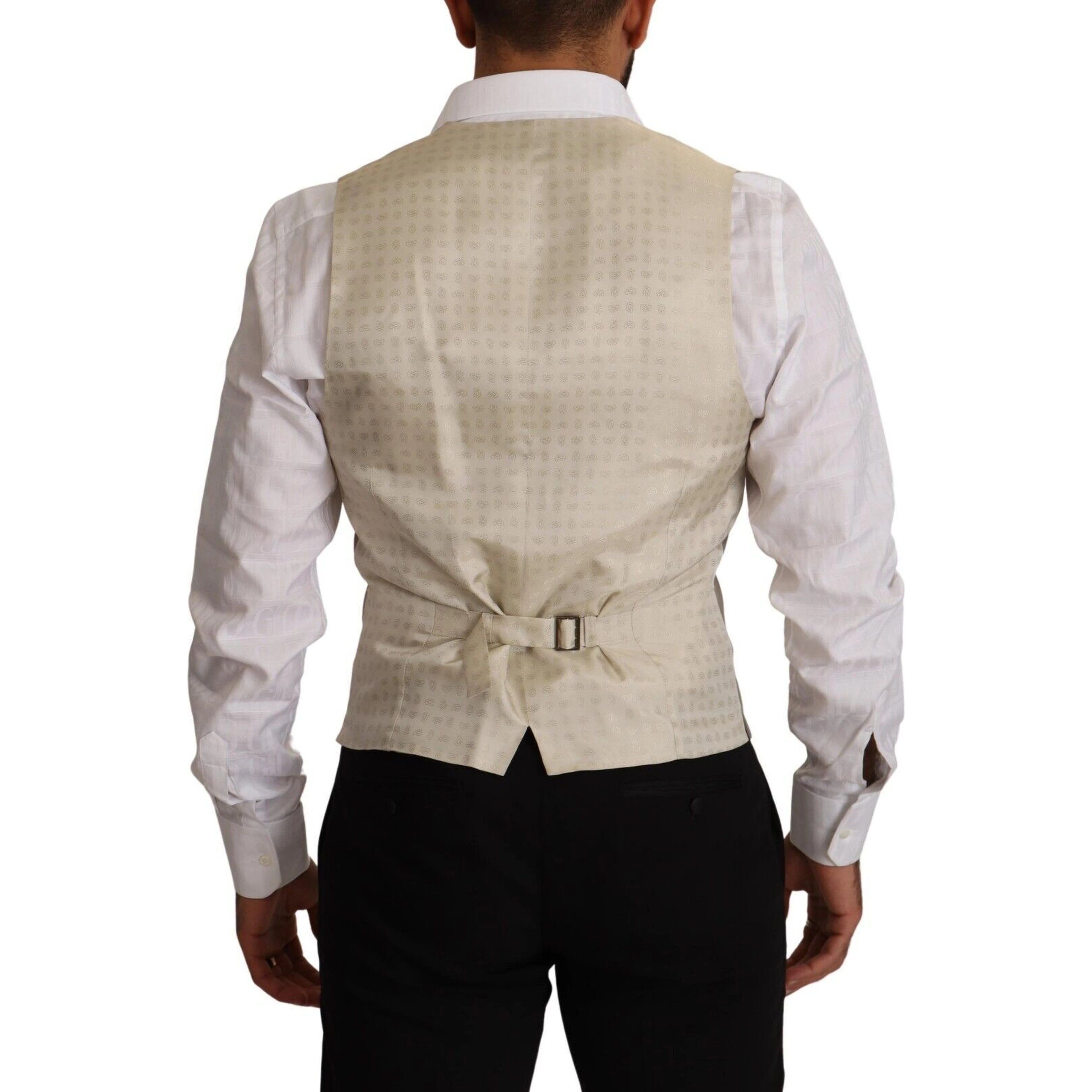 Beige Wool Single Breasted Waistcoat Vest