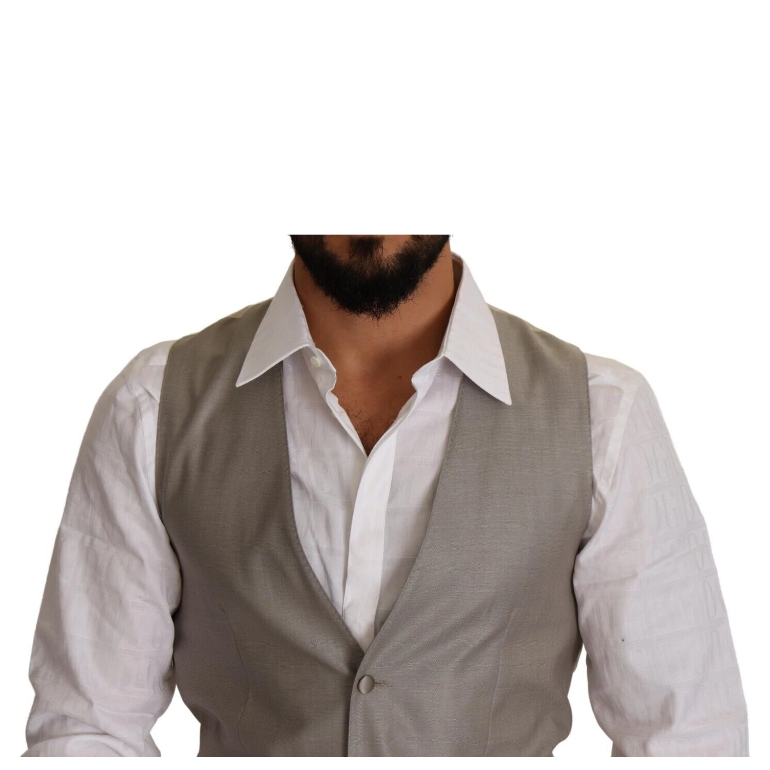 Beige Wool Single Breasted Waistcoat Vest