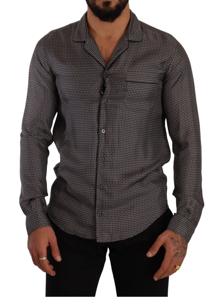 Gray Fantasy Pattern Pajama Top Mens Shirt