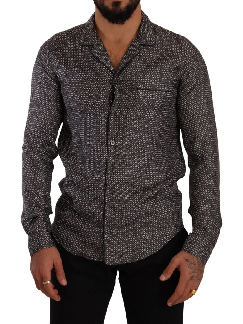 Gray Fantasy Pattern Pajama Top Mens Shirt