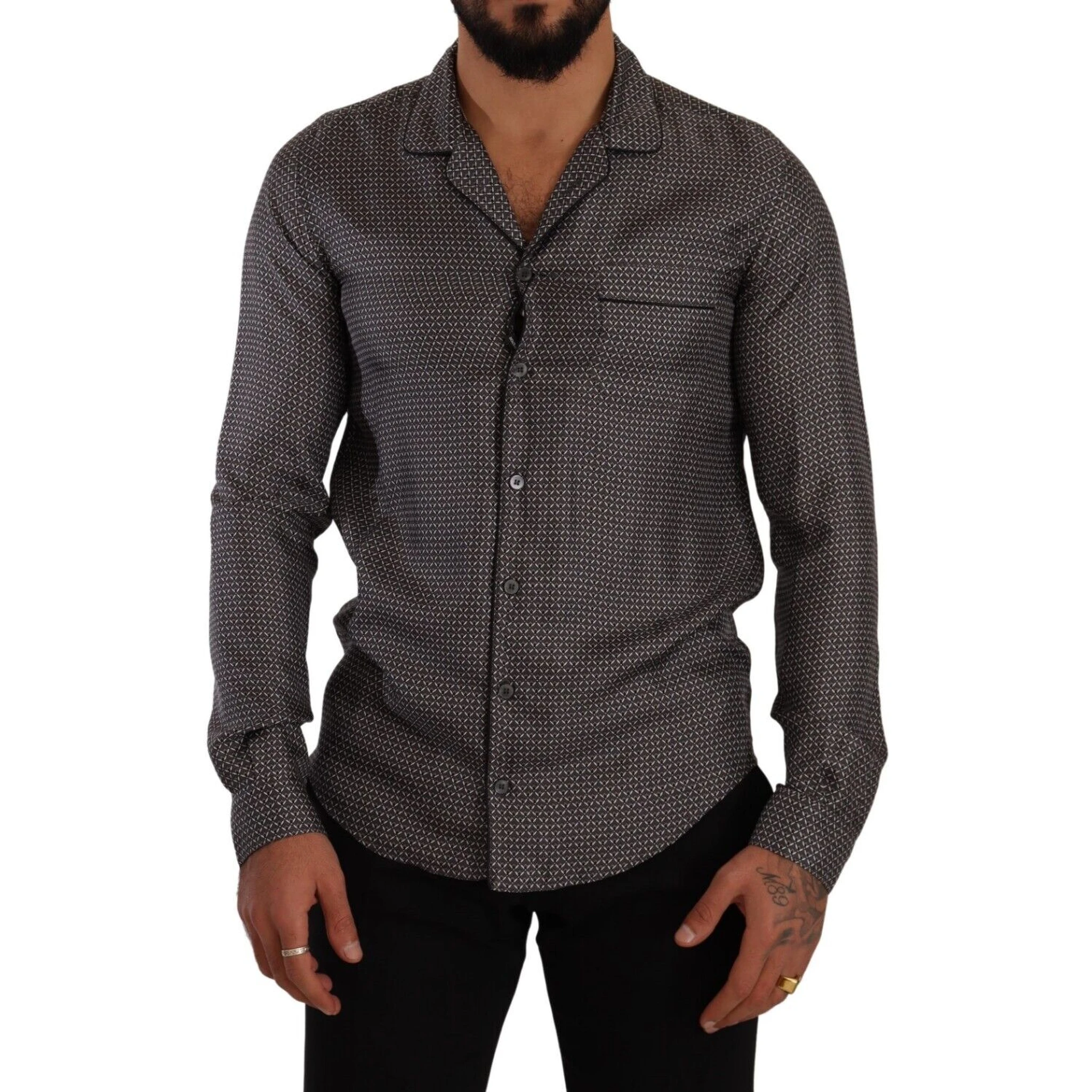 Gray Fantasy Pattern Pajama Top Mens Shirt