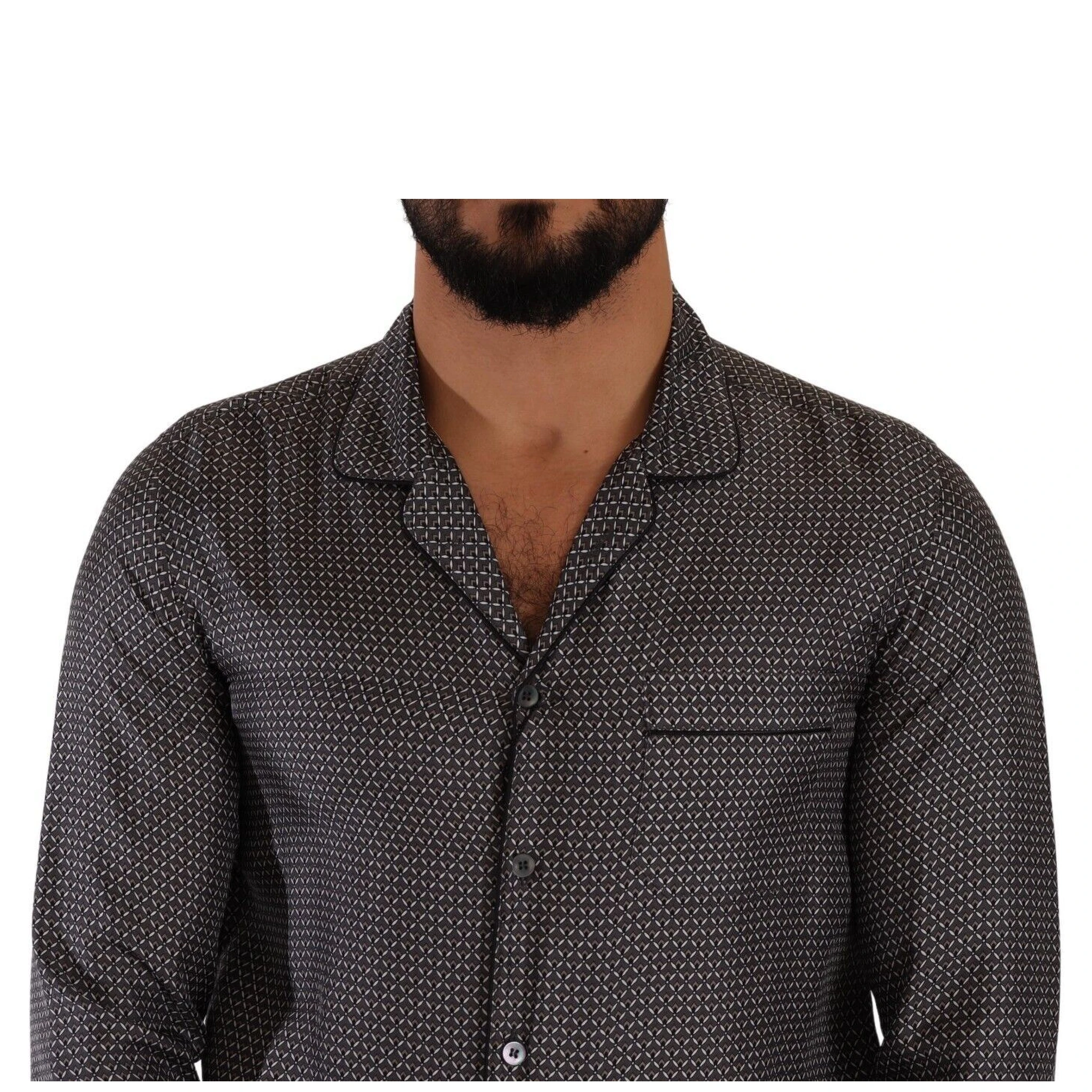 Gray Fantasy Pattern Pajama Top Mens Shirt