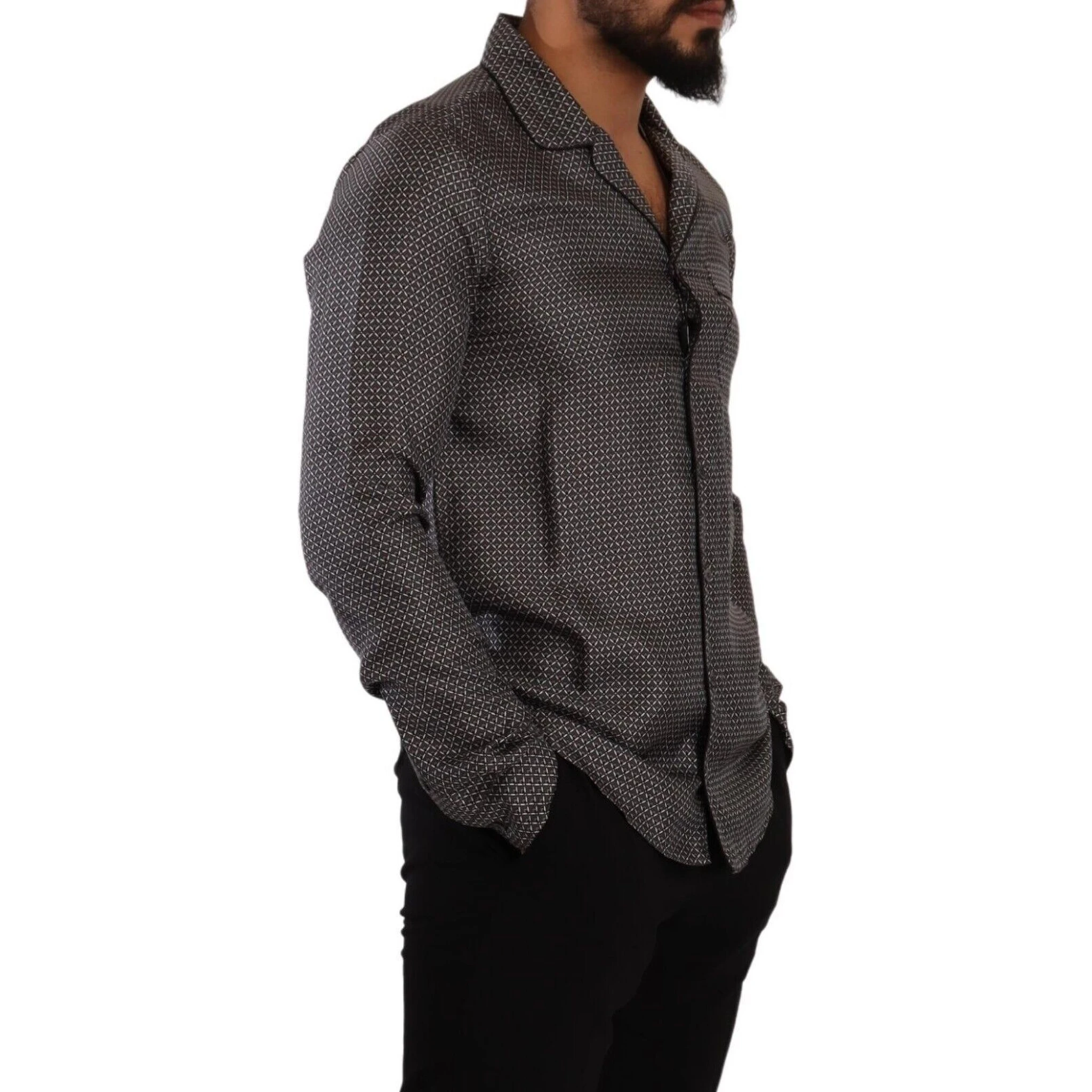 Gray Fantasy Pattern Pajama Top Mens Shirt