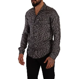Gray Fantasy Pattern Pajama Top Mens Shirt