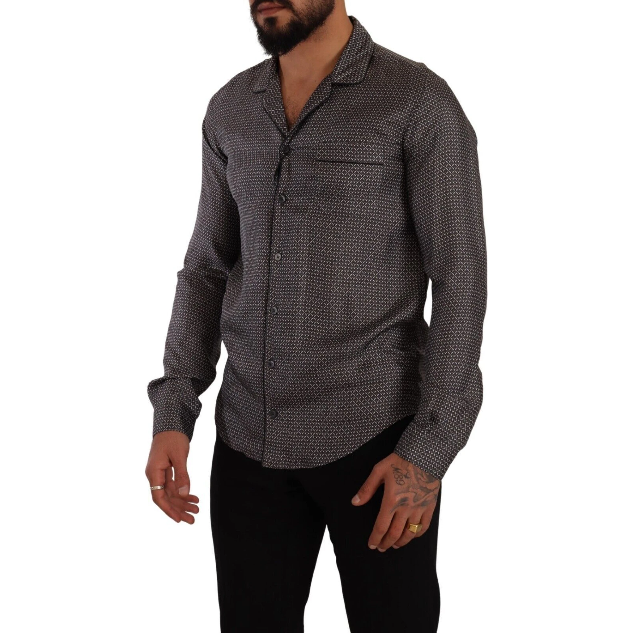 Gray Fantasy Pattern Pajama Top Mens Shirt